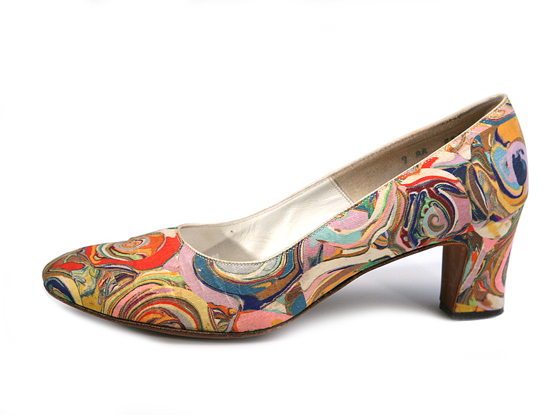 Shoe-Icons / Shoes / Multi color swirl print pumps.