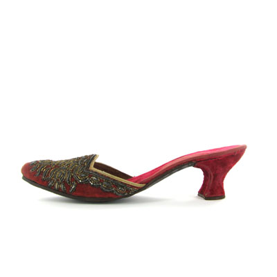 Shoe-Icons / Shoes / Red Velvet Muled, Decorated with Metal Thread ...