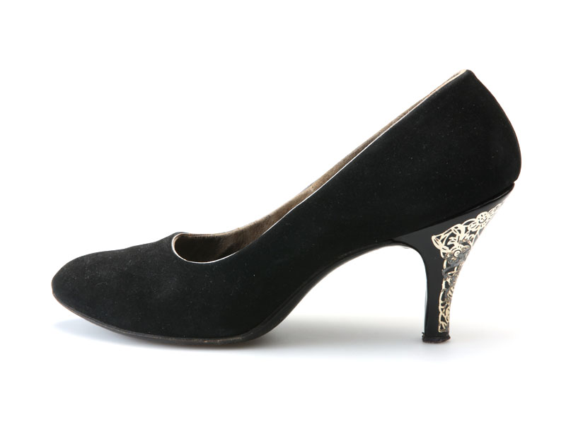 Shoe-Icons / Shoes / Black suede pumps with stiletto heels decorated ...