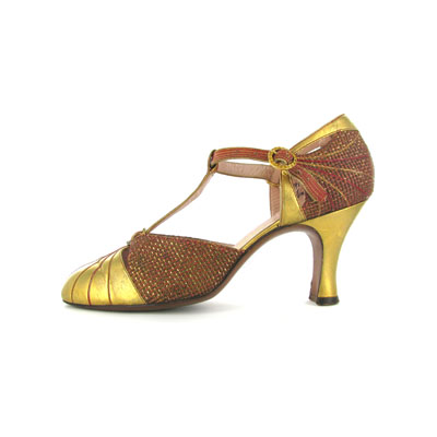 Shoe-Icons / Shoes / Evening Sandals with Gold Leather Lame.