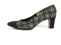 Shoe-Icons / Shoes / Black suede pumps with silver and gold thread ...
