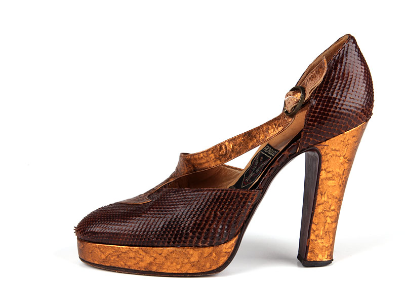 Shoe-Icons / Shoes / High heel platform reptile leather shoes.