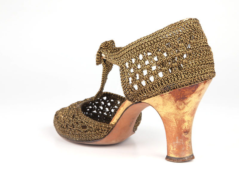 Shoe-Icons / Shoes / T-strap shoes with upper woven with the bronze ...