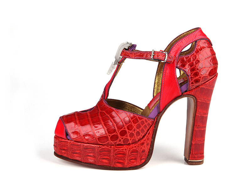 Shoe-Icons / Shoes / Red leather high heels platform shoes with T-strap ...