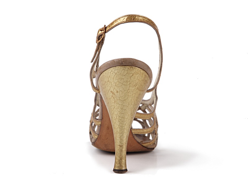 Shoe-Icons / Shoes / Open gold leather stiletto sandals with a vamp ...