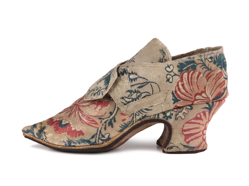 Shoe-Icons / Shoes / A pair of brocaded silk lady's shoes, woven in ...