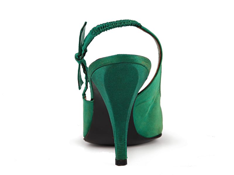 Shoe-Icons / Shoes / Green satin stiletto slingback, decorated with ...