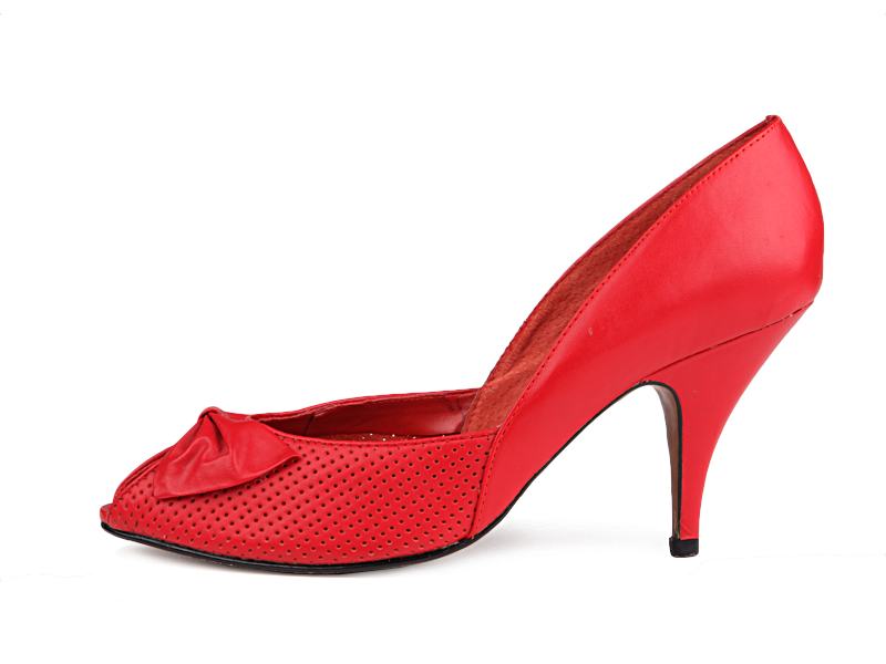 Shoe-Icons / Shoes / Red leather open-toe shoes with perforated vamp ...