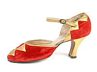 Shoe-Icons / Shoes / Harlequin pattern gold metallic leather with red ...